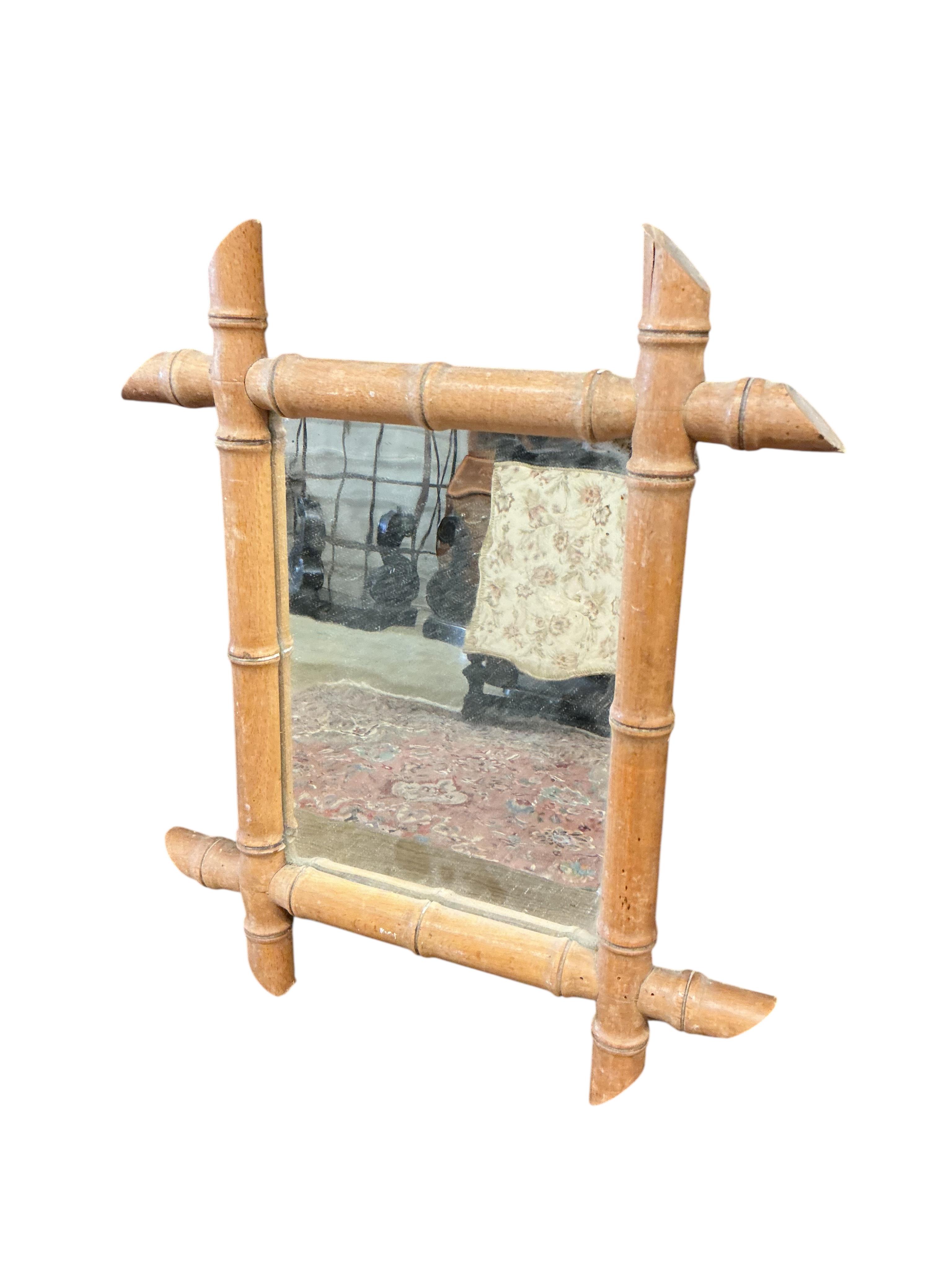 Three late 19th century French rectangular faux bamboo mirrors, largest height 40cm